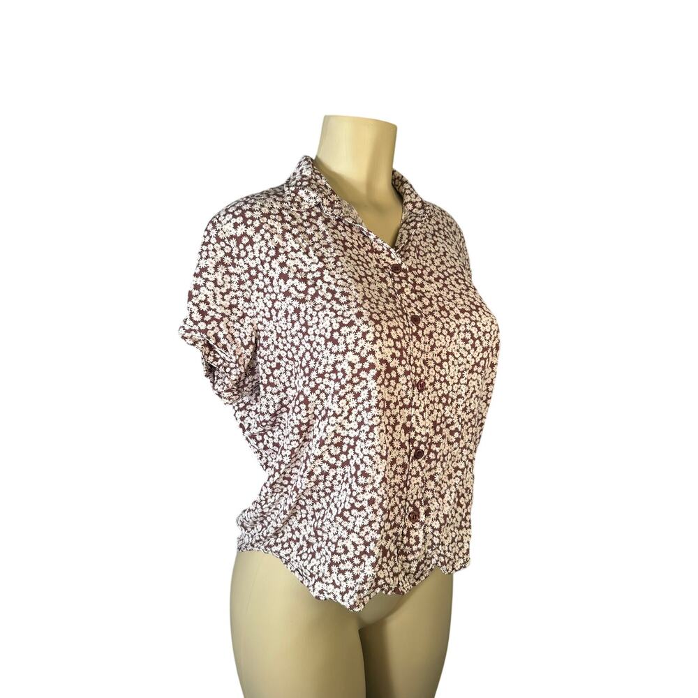S Samsoe Button Short Slv Majan SS Shirt AOP 9942 Daisy Floral Print Blouse Top